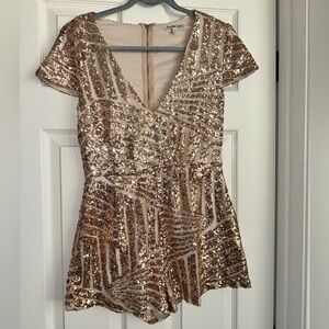 Sequin Rose Gold Romper Perfect for the Holidays!